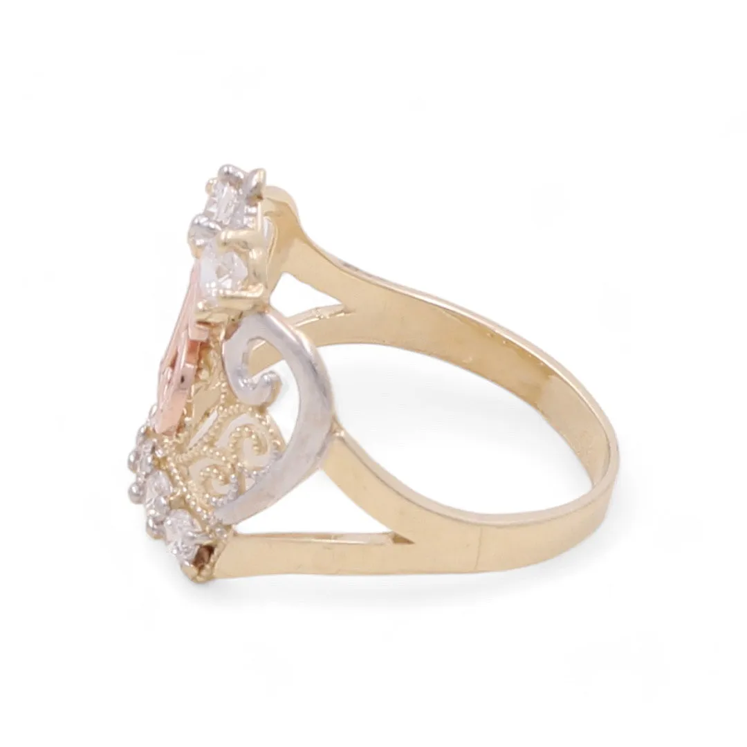14K Tricolor Gold Fashion Sweet 15 Crown Ring