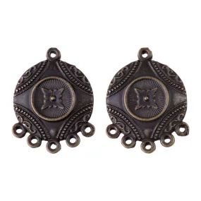 31mm Intricate Design Round Connector from the Global Collection - Brass Plated (1 Pair) 31mm Intricate Design Round Connector from the Global Collection - Brass Plated (1 Pair)