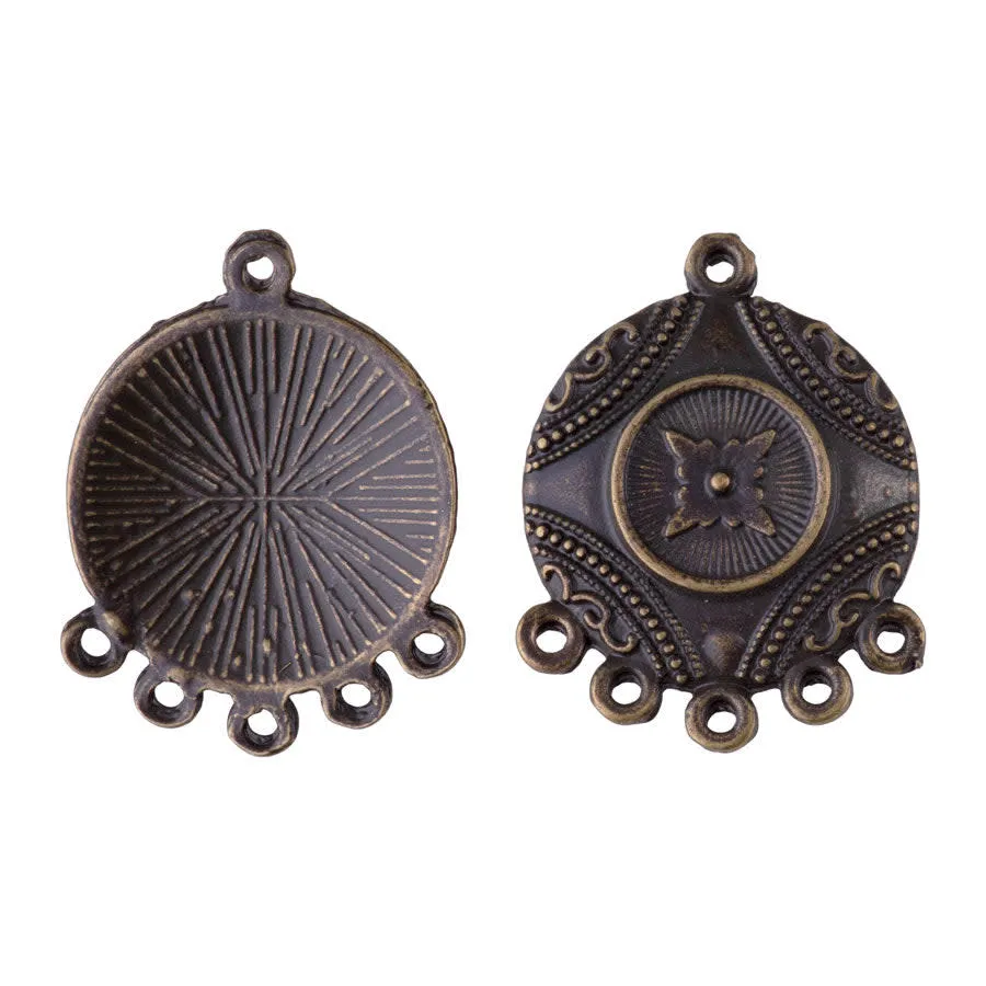 31mm Intricate Design Round Connector from the Global Collection - Brass Plated (1 Pair)