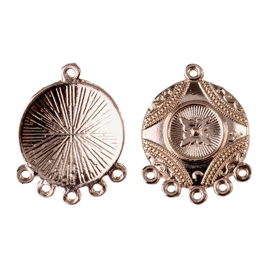 31mm Intricate Design Round Connector from the Global Collection - Gold Plated (1 Pair)
