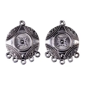 31mm Intricate Design Round Connector from the Global Collection - Silver Plated (1 Pair) 31mm Intricate Design Round Connector from the Global Collection - Silver Plated (1 Pair)
