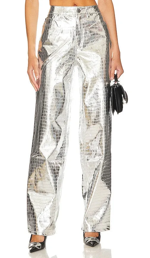 AFRM Marshall Pants in Metallic Silver
