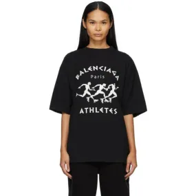 Balenciaga Black and White Marathon XL Fit T-Shirt