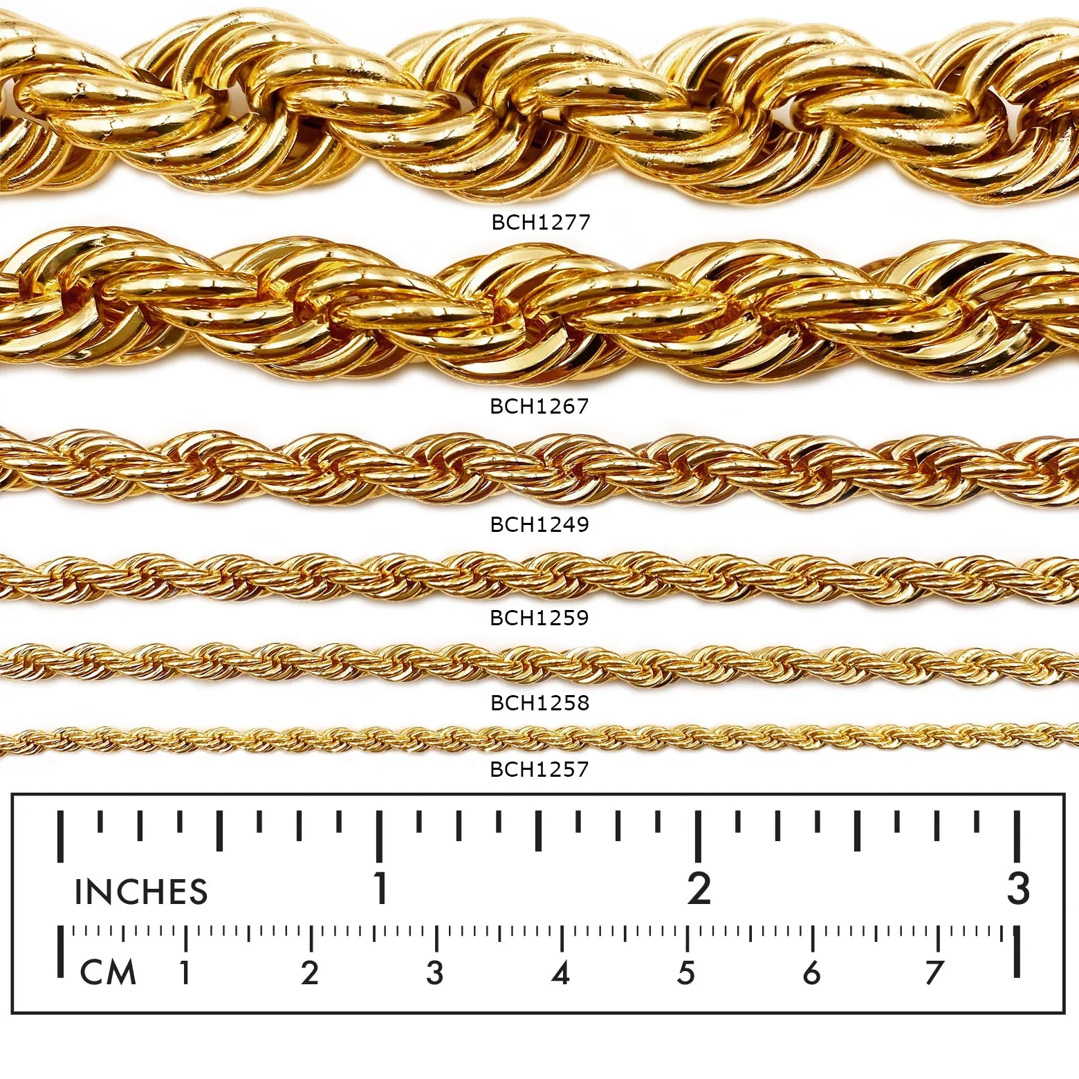 BCH1267  18k Gold Plated Rope Chain