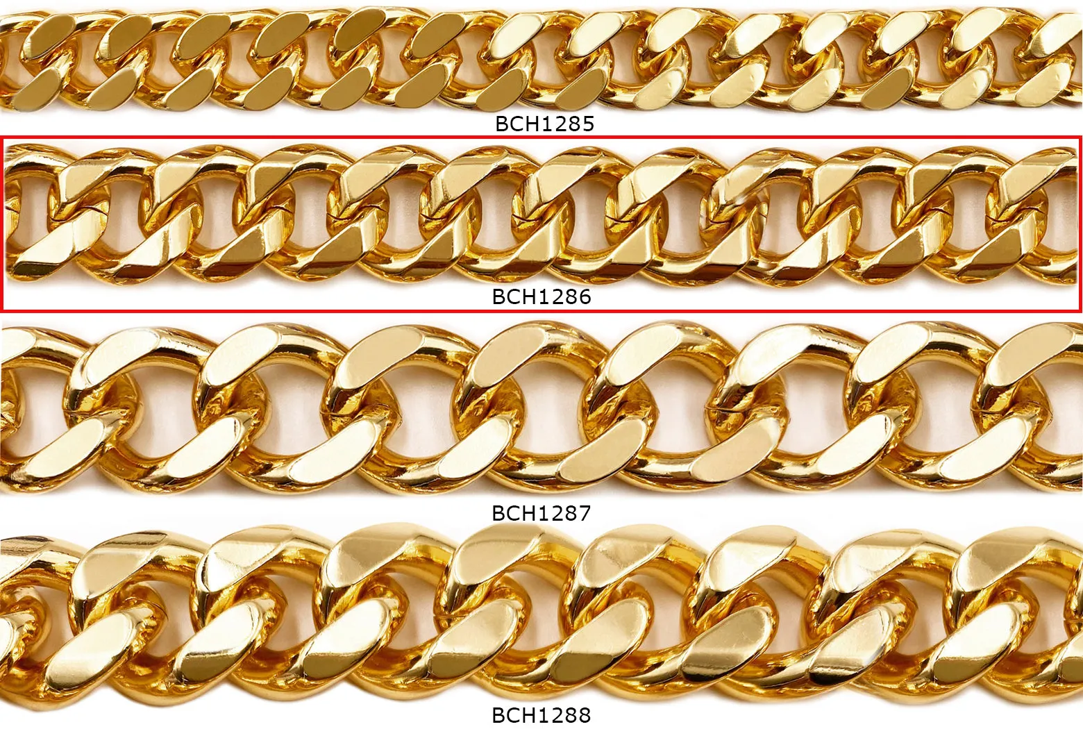 BCH1286 18k Gold Plated Curb Chain