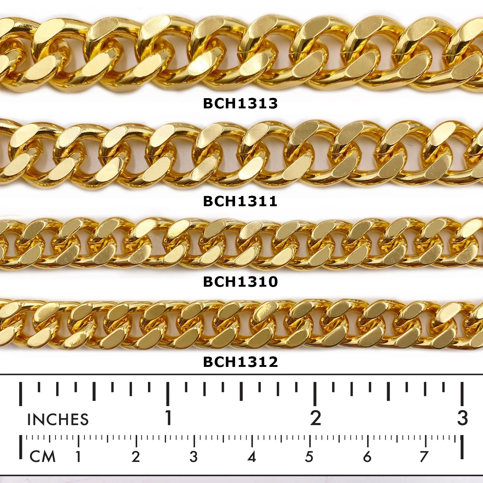 BCH1313  18k Gold Plated Curb Chain