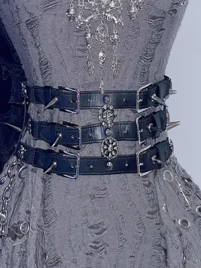 Black Studs Skeleton Waist Belt