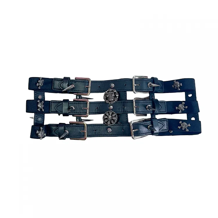 Black Studs Skeleton Waist Belt