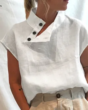 Blouse/Shirt for Women, Stylish Cotton Oversized Tunic, Short Sleeve Plaid or Solid Colors, Long Sleeve in Black or White