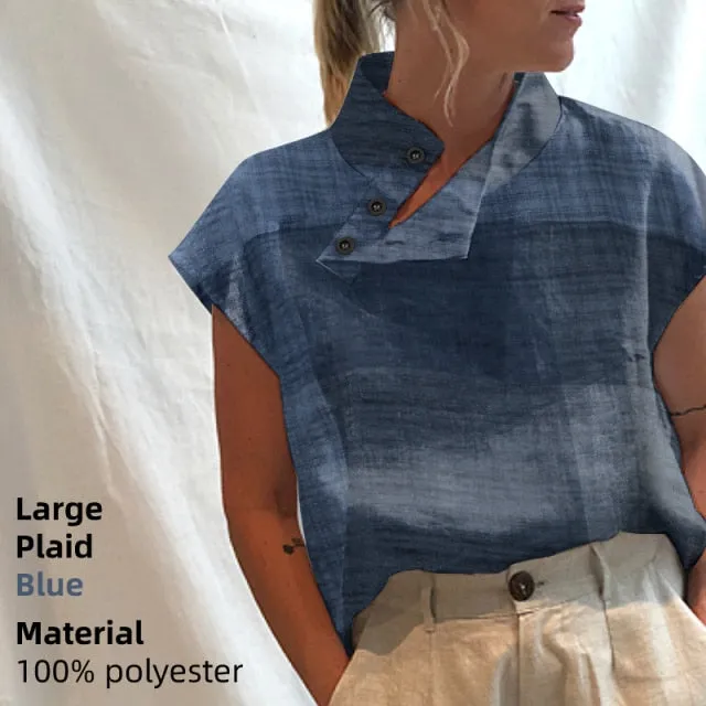 Blouse/Shirt for Women, Stylish Cotton Oversized Tunic, Short Sleeve Plaid or Solid Colors, Long Sleeve in Black or White