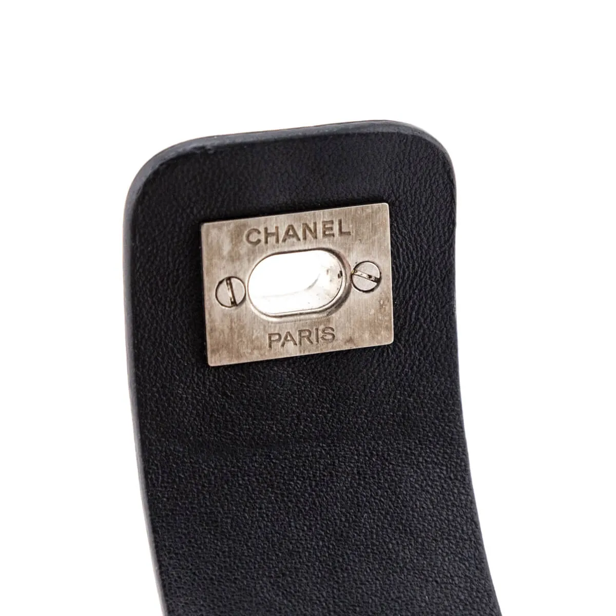 Chanel Black Leather Chain Turnlock CC Bracelet