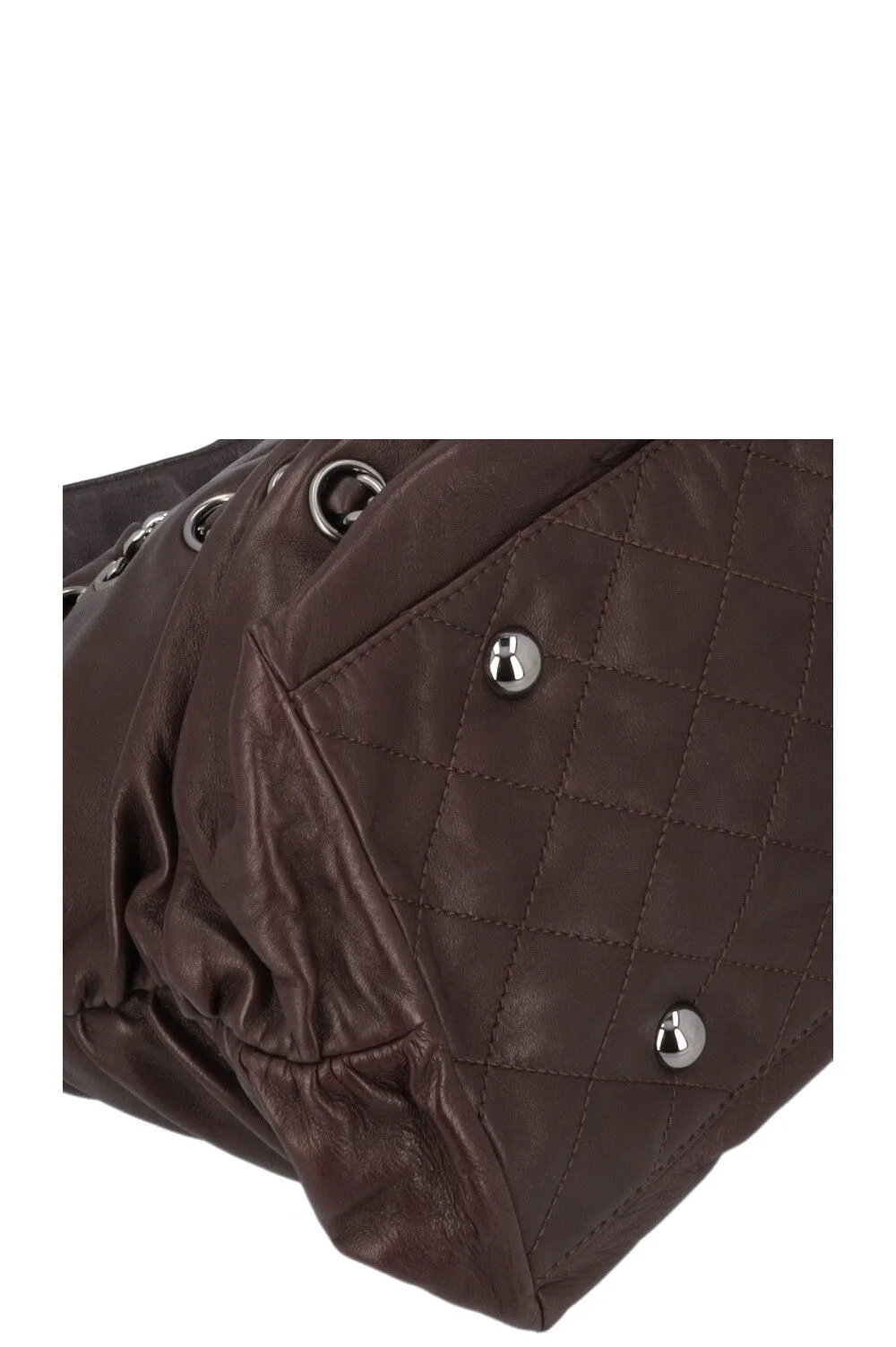 CHANEL Chain CC Tote Bag Brown Leather