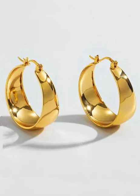 Chunky 18K Stainless Gold Hoops (Waterproof)