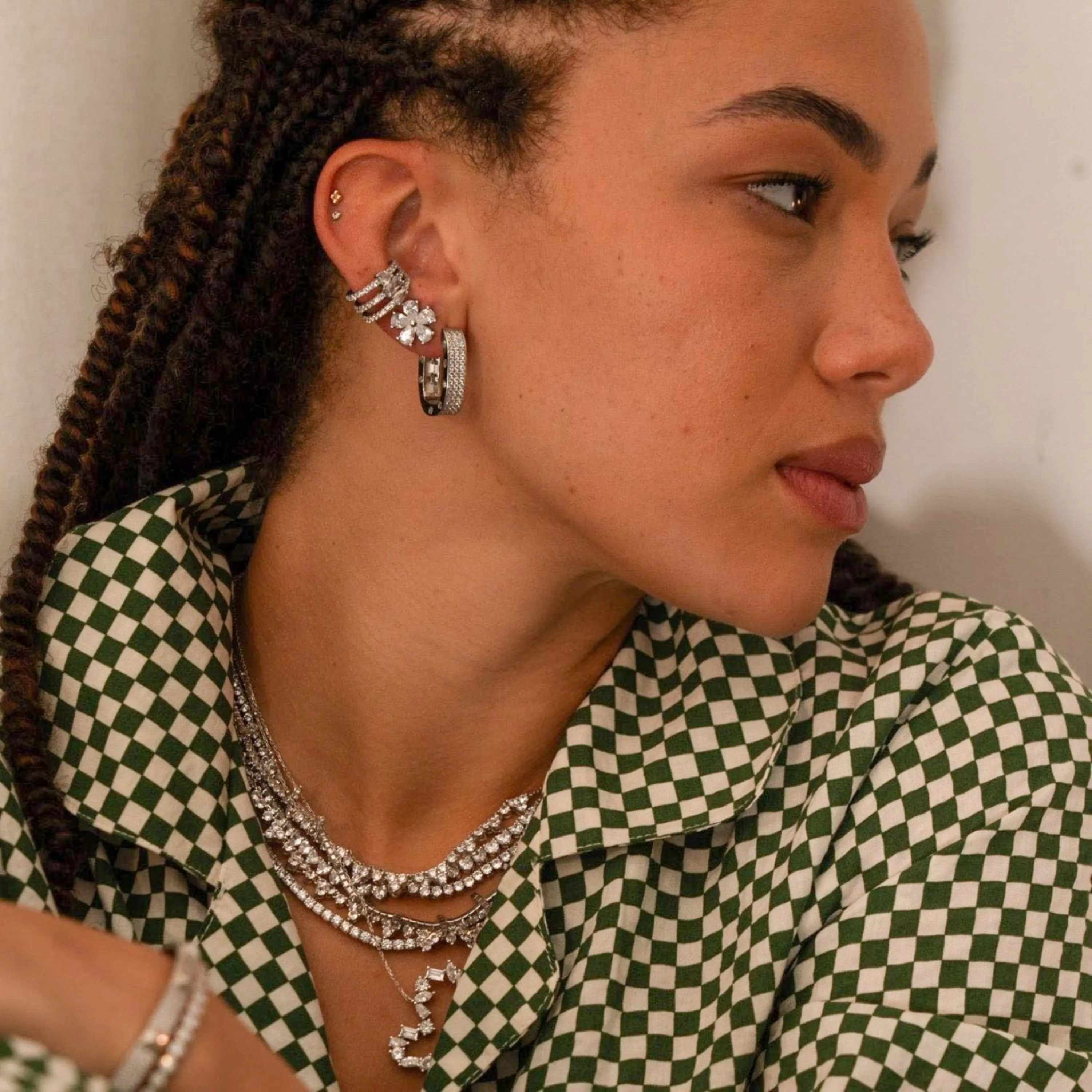 Chunky Pave Horseshoe Hoops