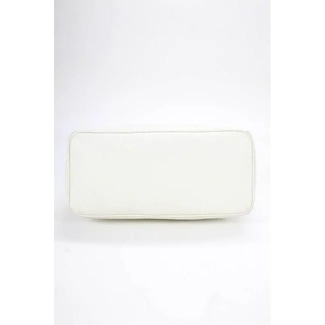 Dior Xl Hobo Style Purses White Leather With Chrome Grommets With Woven Lacing Design And Braided St