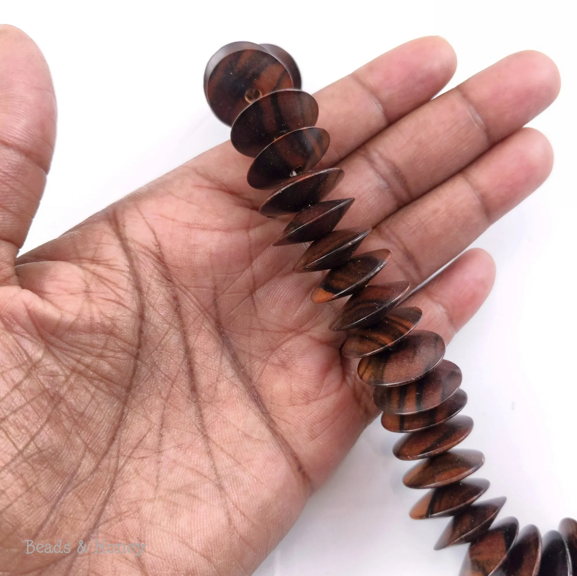 Ebony Wood Saucer 18x6mm (8-Inch Strand)