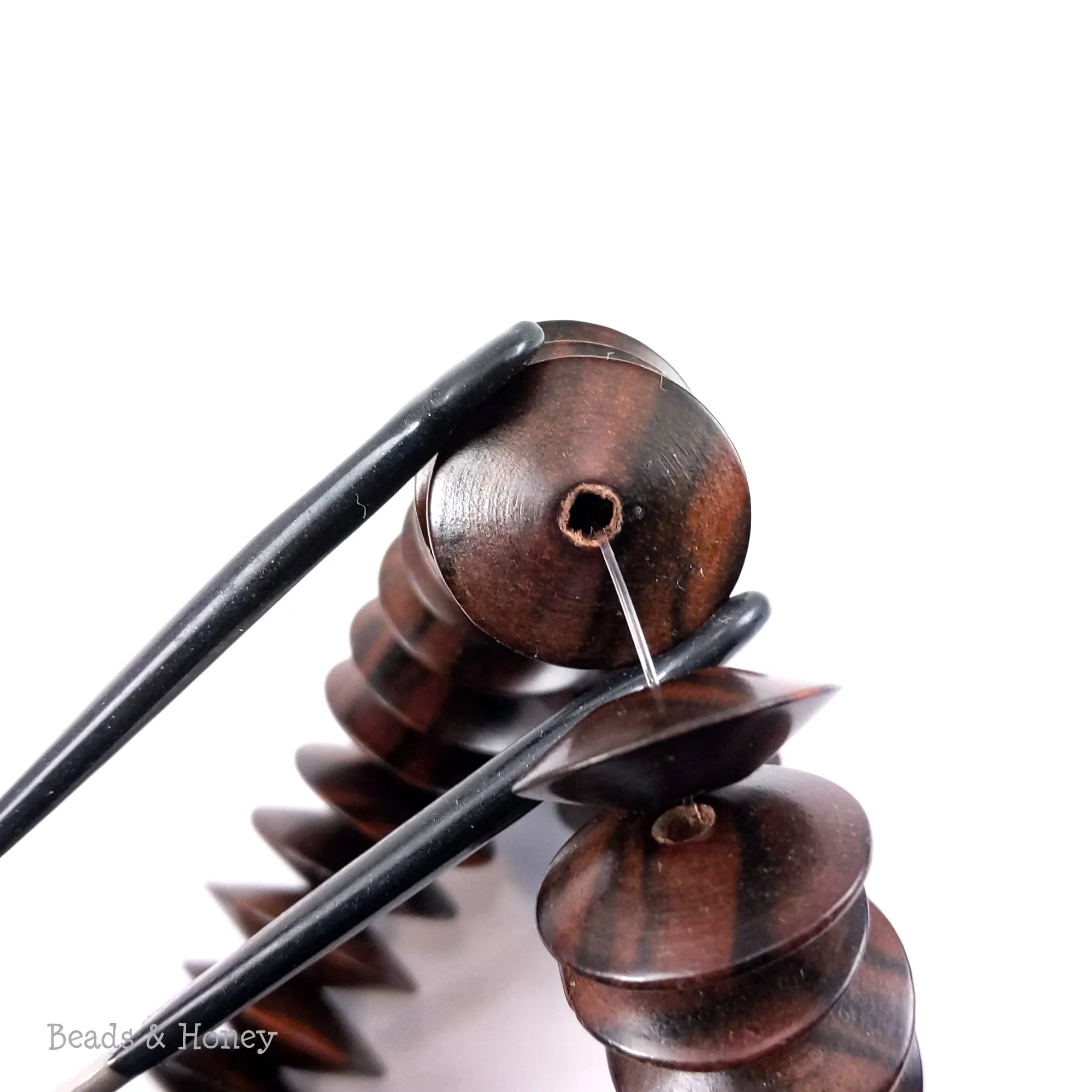 Ebony Wood Saucer 18x6mm (8-Inch Strand)