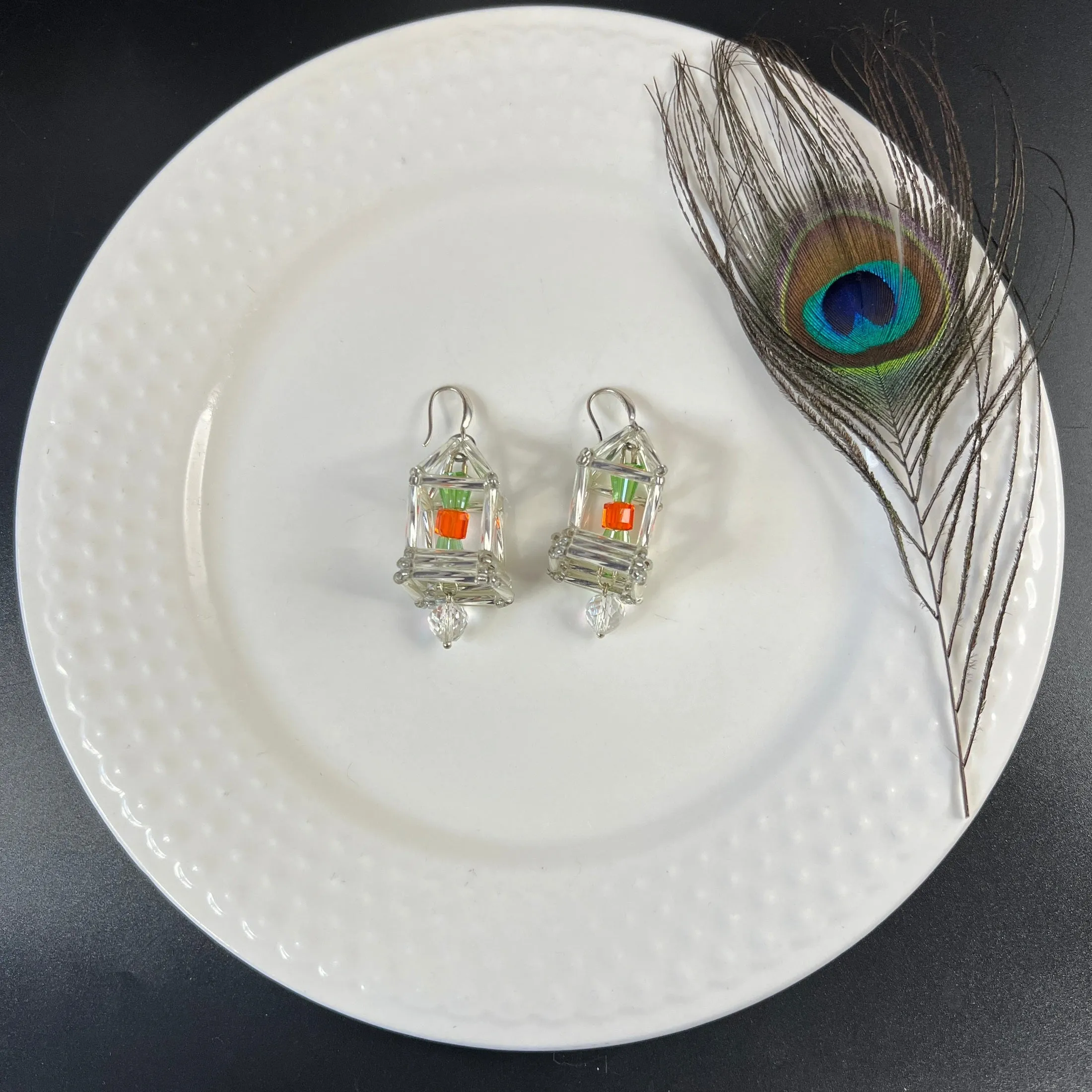 Hand-Beaded Himmeli earrings | 3D Cage- QuiseJewels