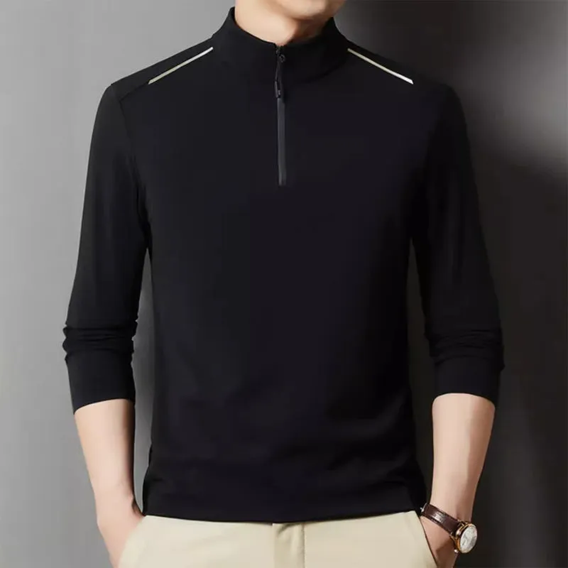 🔥HOT SALE🔥Men's Solid Half Zip Long Sleeve Tops
