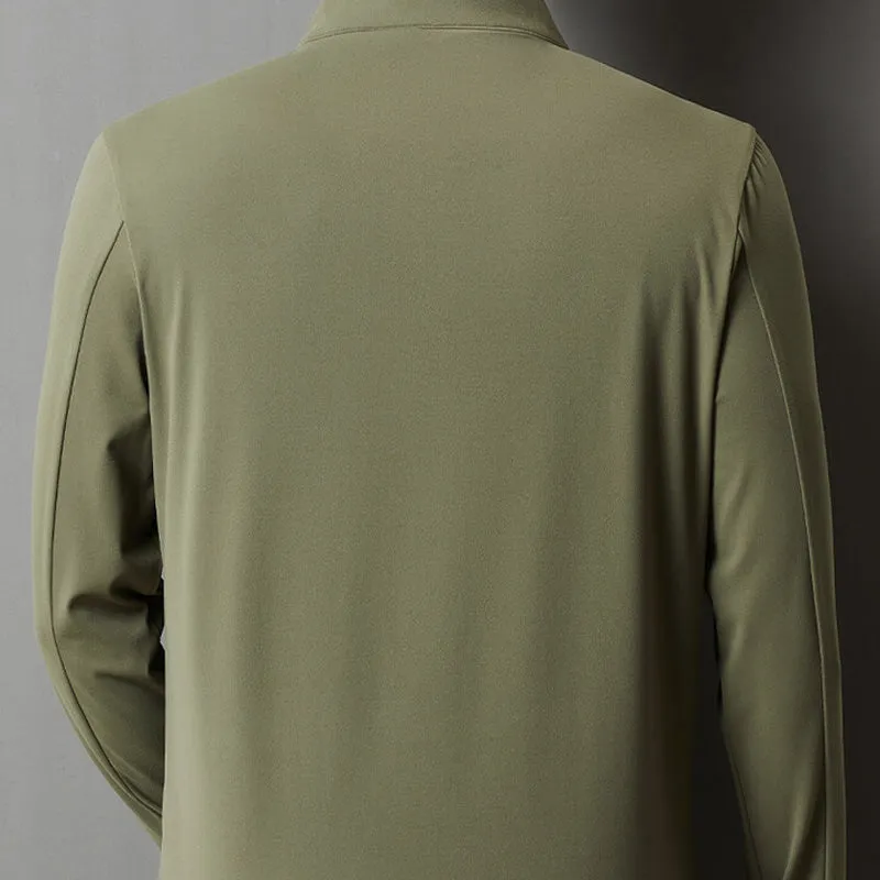 🔥HOT SALE🔥Men's Solid Half Zip Long Sleeve Tops