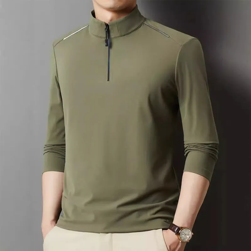 🔥HOT SALE🔥Men's Solid Half Zip Long Sleeve Tops