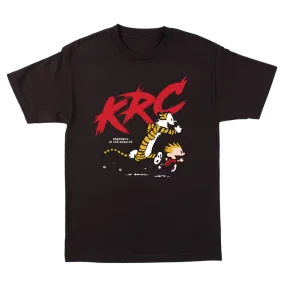KRC CALVIN AND HOBBES T-SHIRT IN BLACK