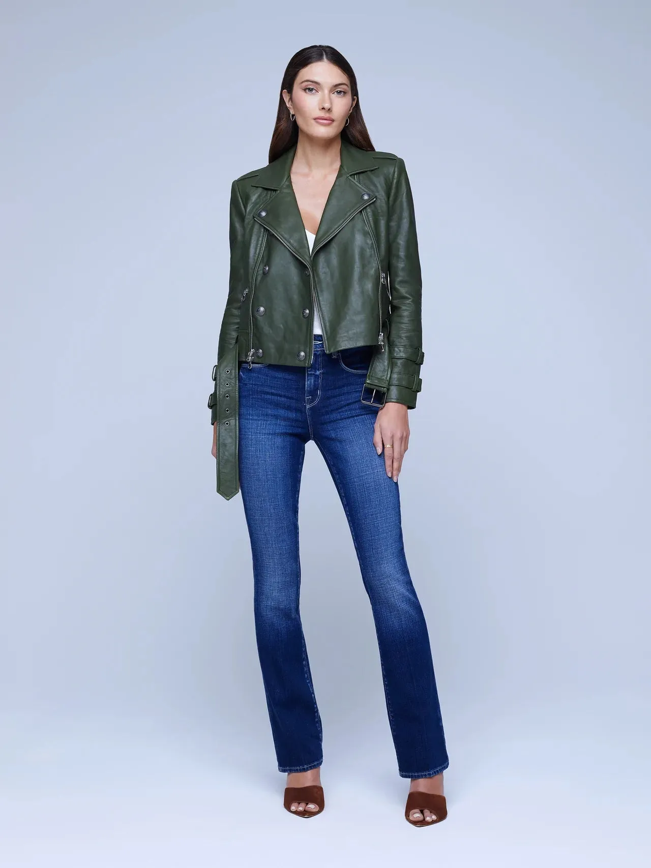 L’AGENCE Billie Belted Leather Jacket