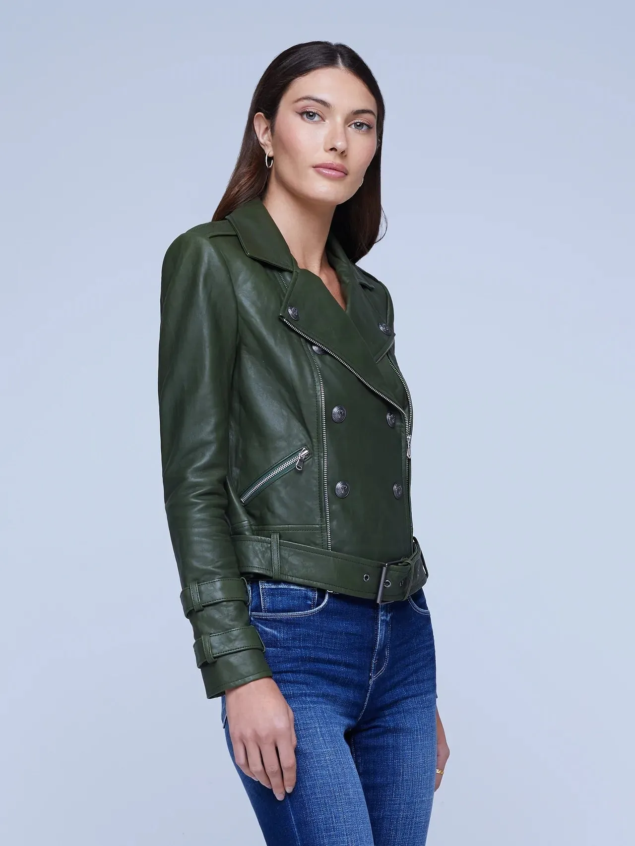 L’AGENCE Billie Belted Leather Jacket