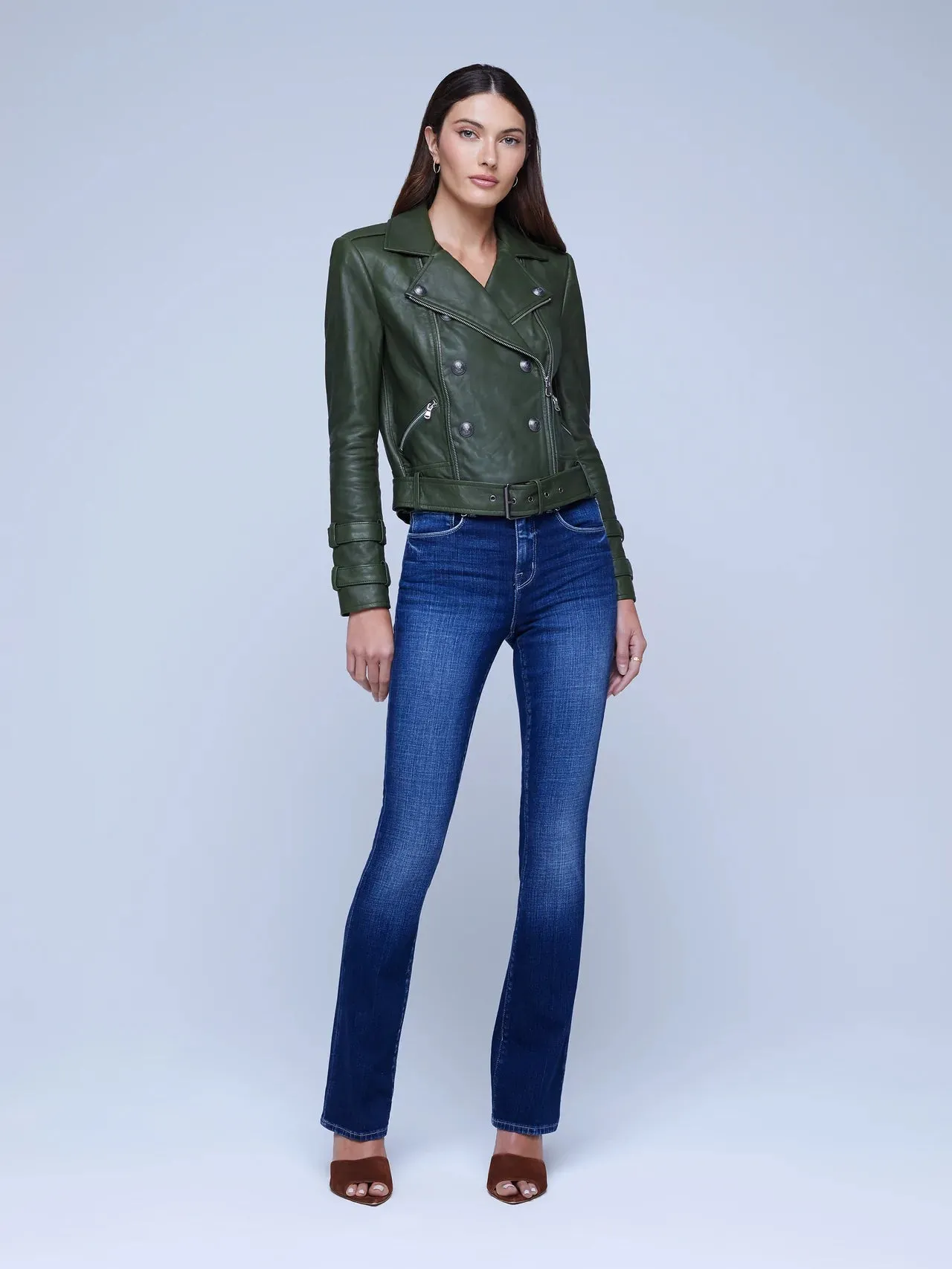 L’AGENCE Billie Belted Leather Jacket