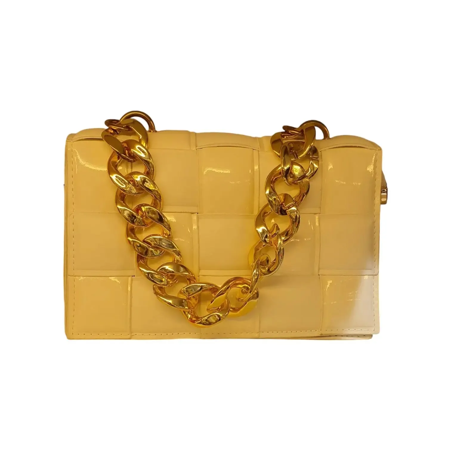 Plexy Plexy Woven Patent Leather Chain Bag