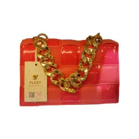 Plexy Plexy Woven Patent Leather Chain Bag