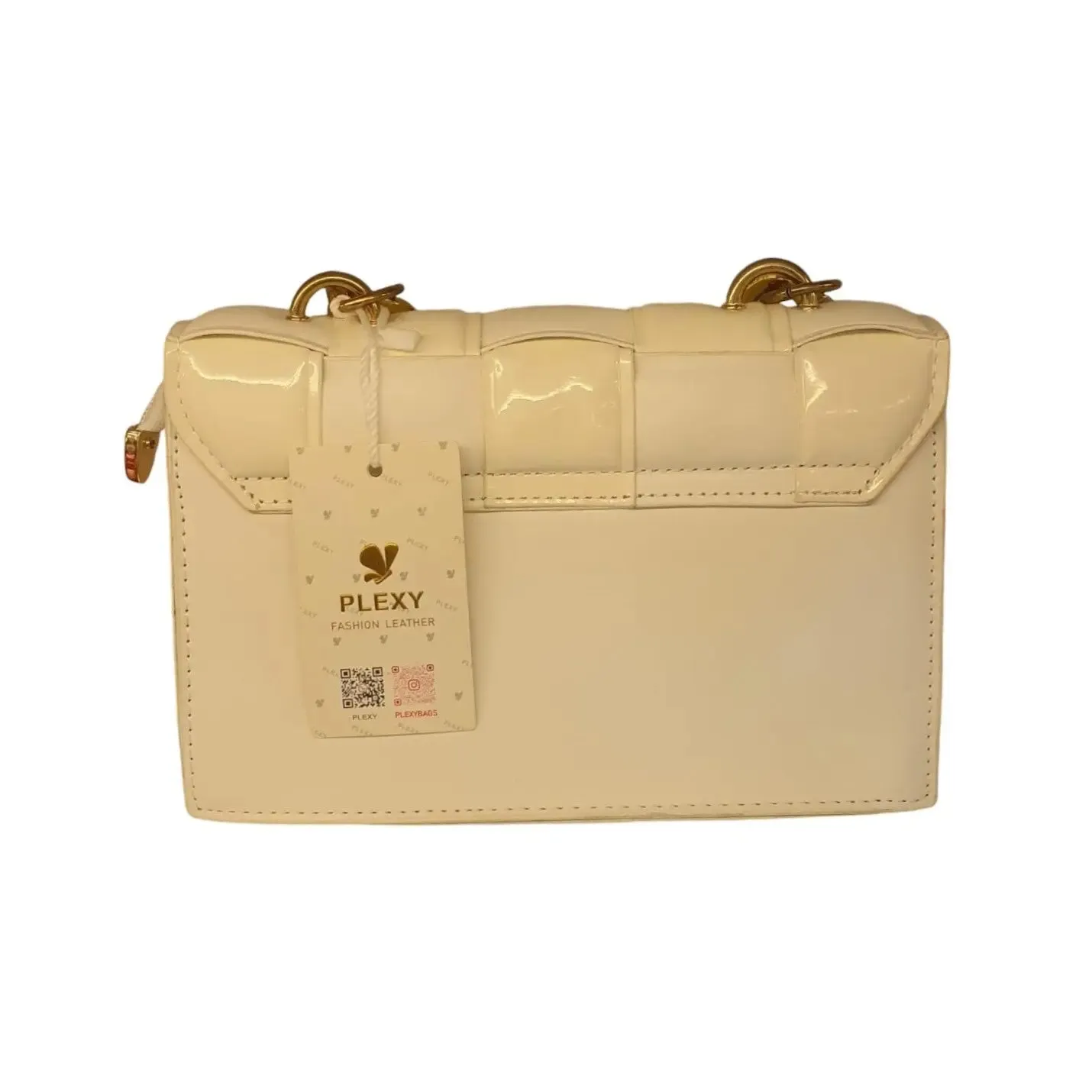 Plexy Plexy Woven Patent Leather Chain Bag