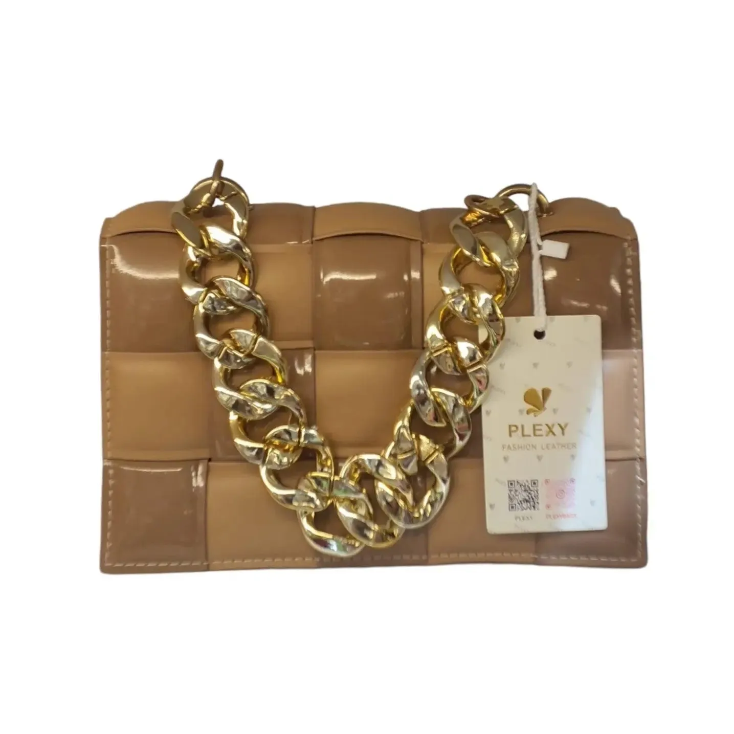 Plexy Plexy Woven Patent Leather Chain Bag