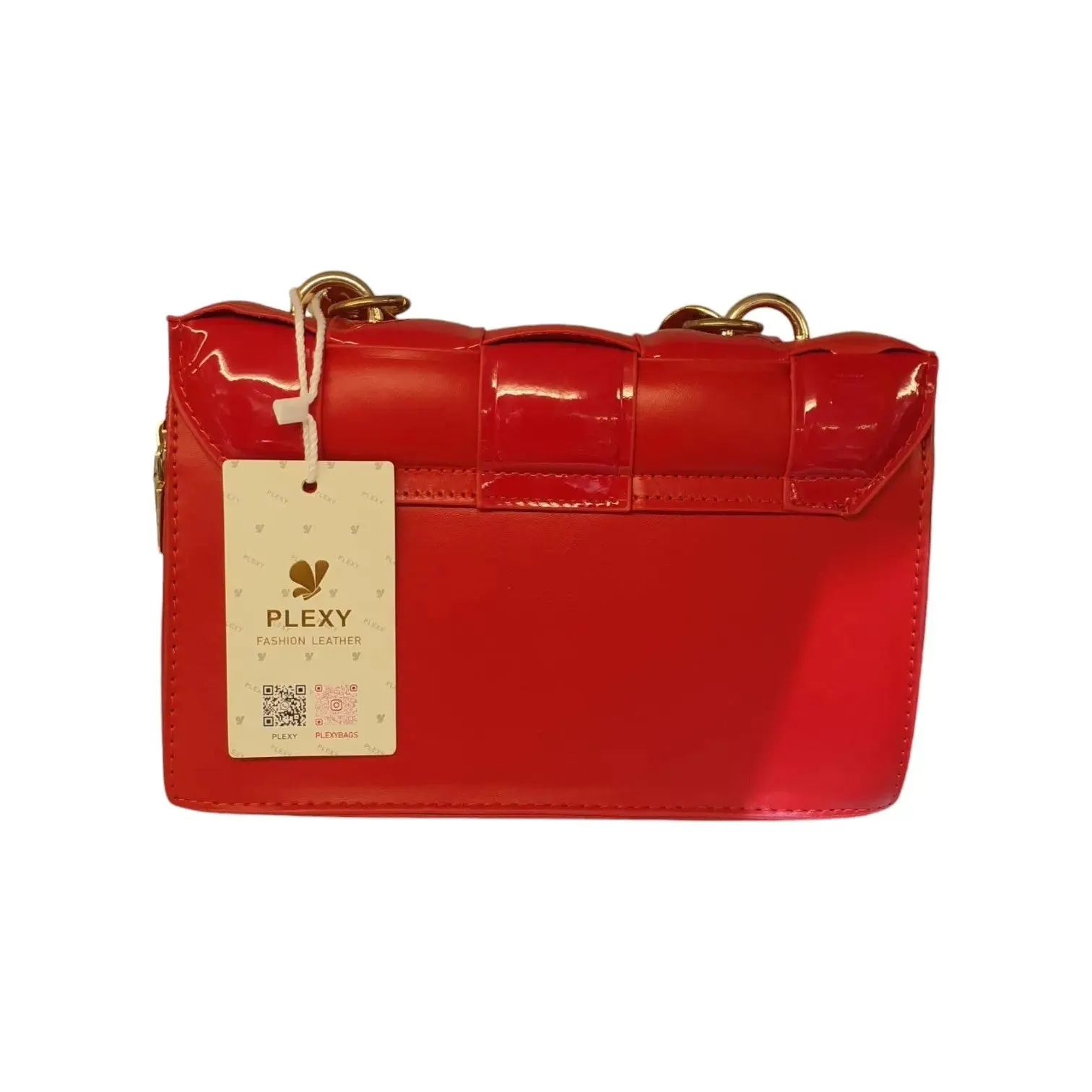 Plexy Plexy Woven Patent Leather Chain Bag