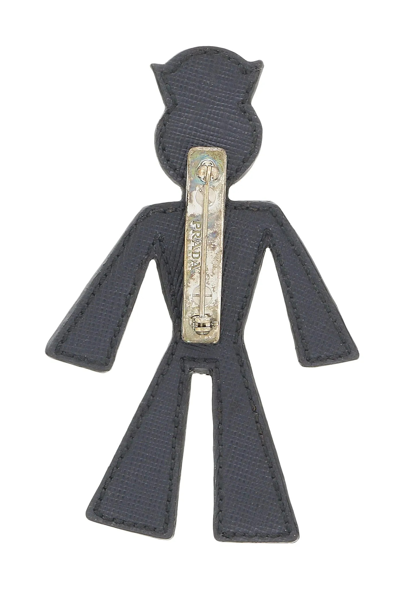 Prada Blue Lavender Leather Sailor Robot Brooch Pin-one size