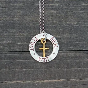 Pray Trust Wait Women's Cross Necklace