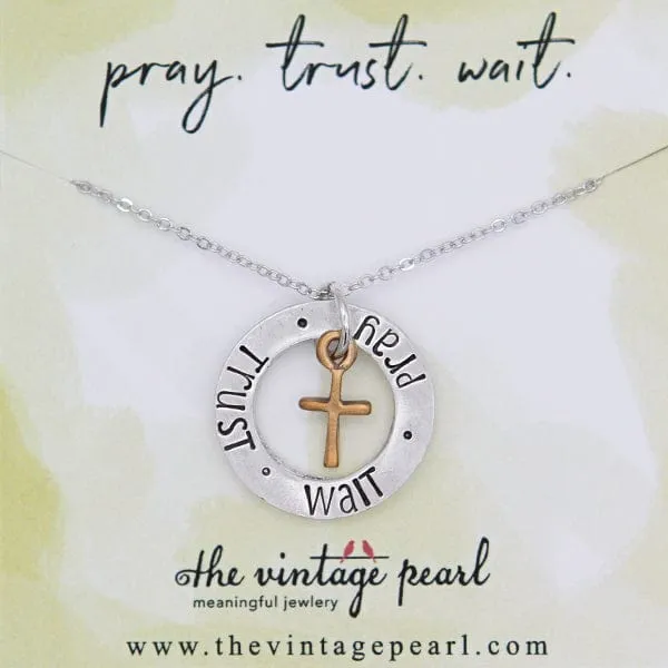 Pray Trust Wait Women's Cross Necklace