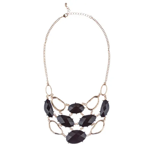 Stunning Bold Bib Style Fashion Statement Necklace Set JN276 Gold Black