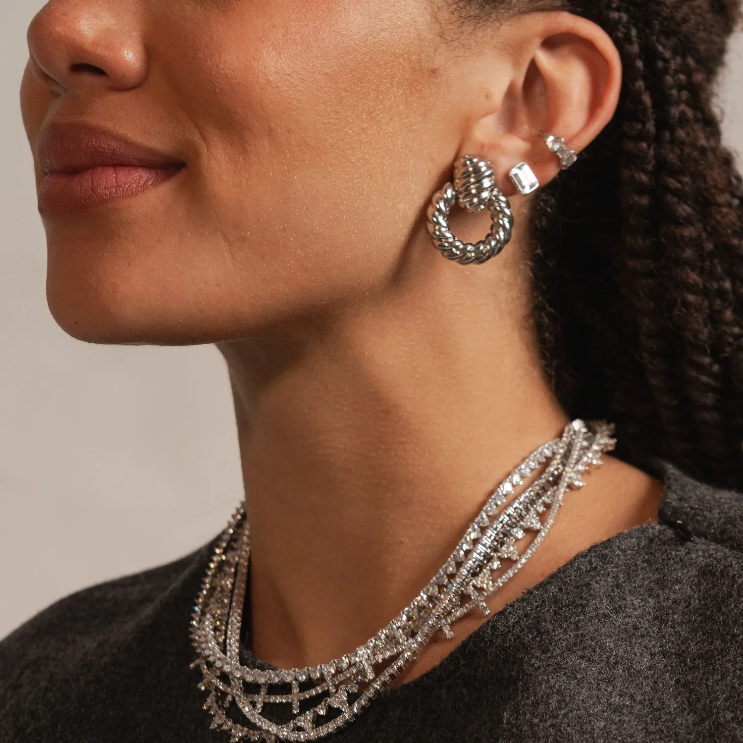 Textured Round Drop Earrings