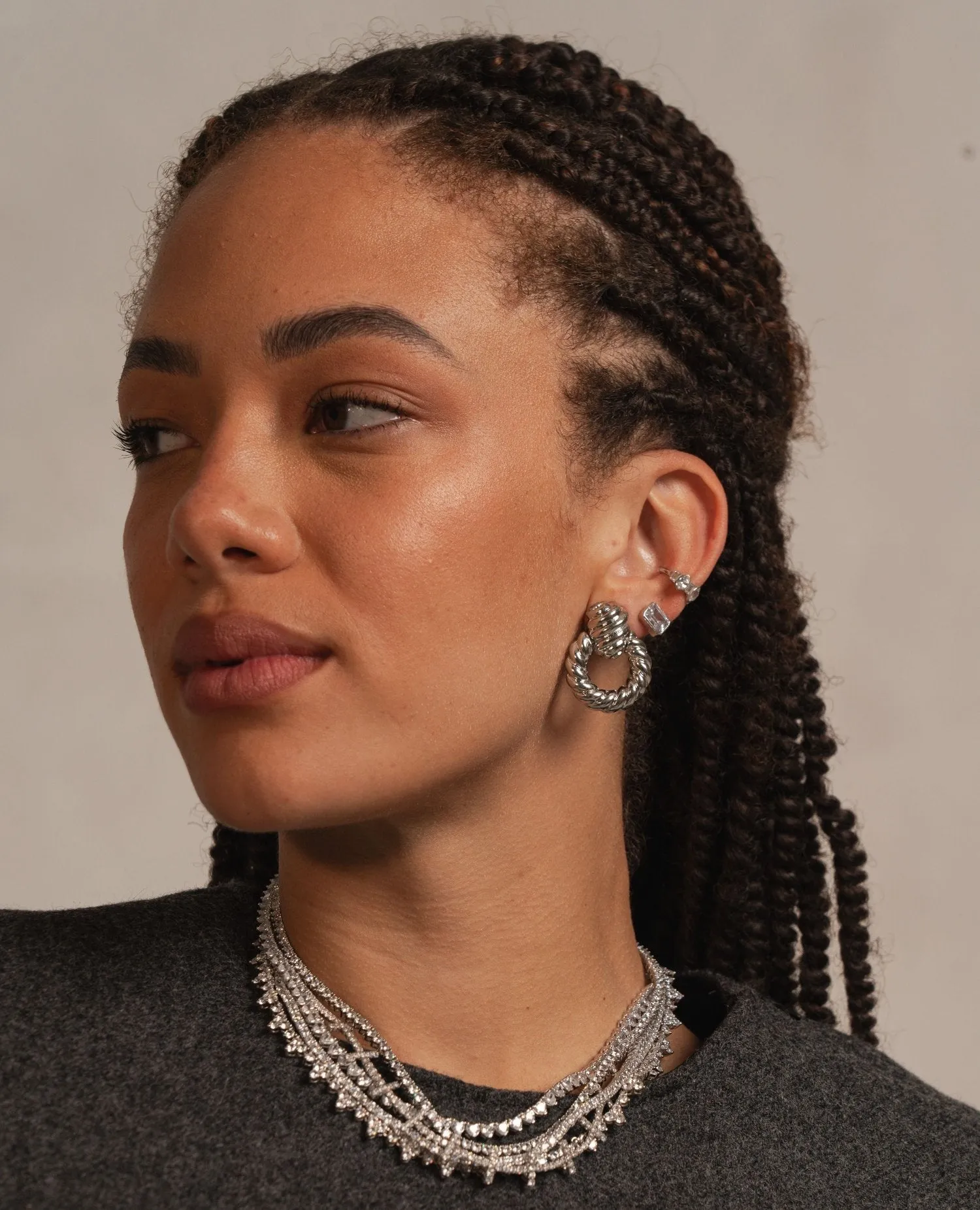 Textured Round Drop Earrings