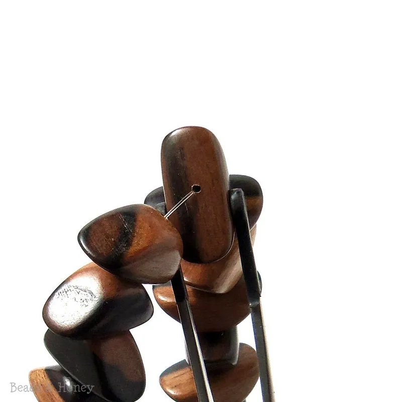 Tiger Ebony Wood Pyramid Nugget 10x22mm (Half Strand)