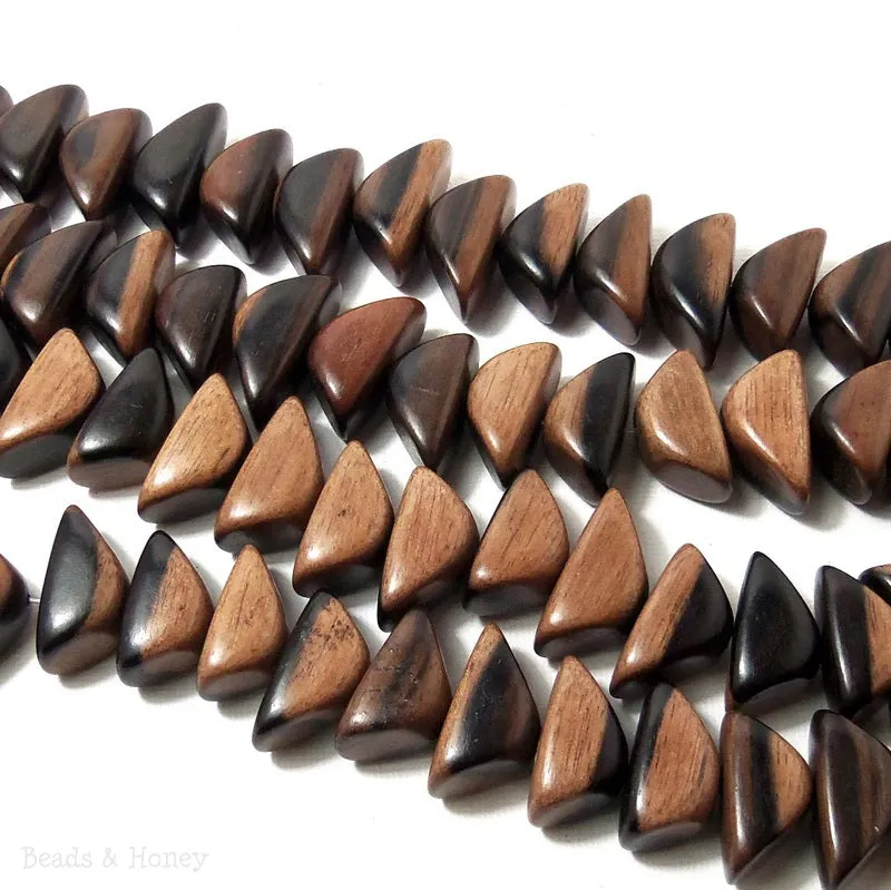 Tiger Ebony Wood Pyramid Nugget 10x22mm (Half Strand)