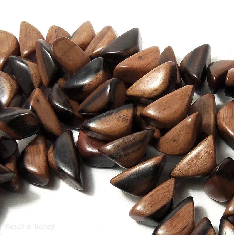 Tiger Ebony Wood Pyramid Nugget 10x22mm (Half Strand)
