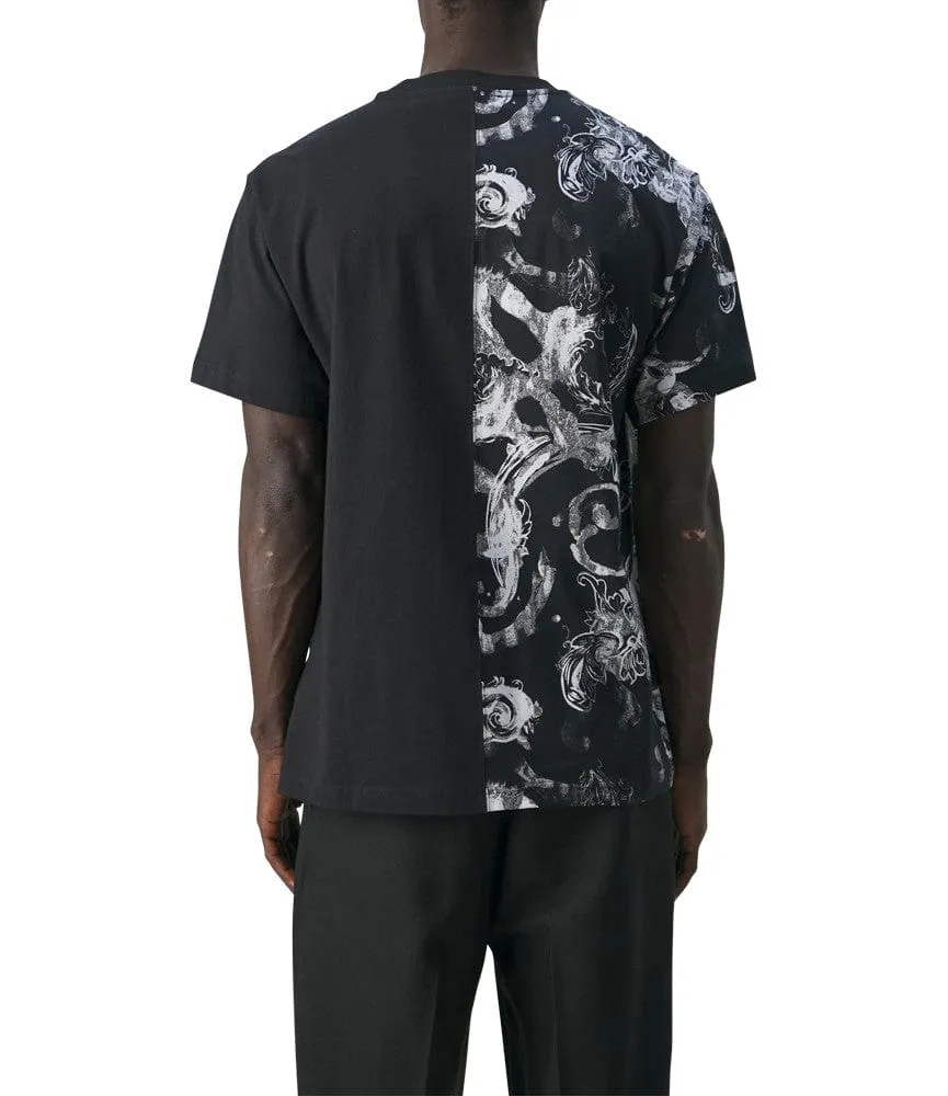 Versace Jeans Couture Black & White Baroque Split Graphic T-Shirt-