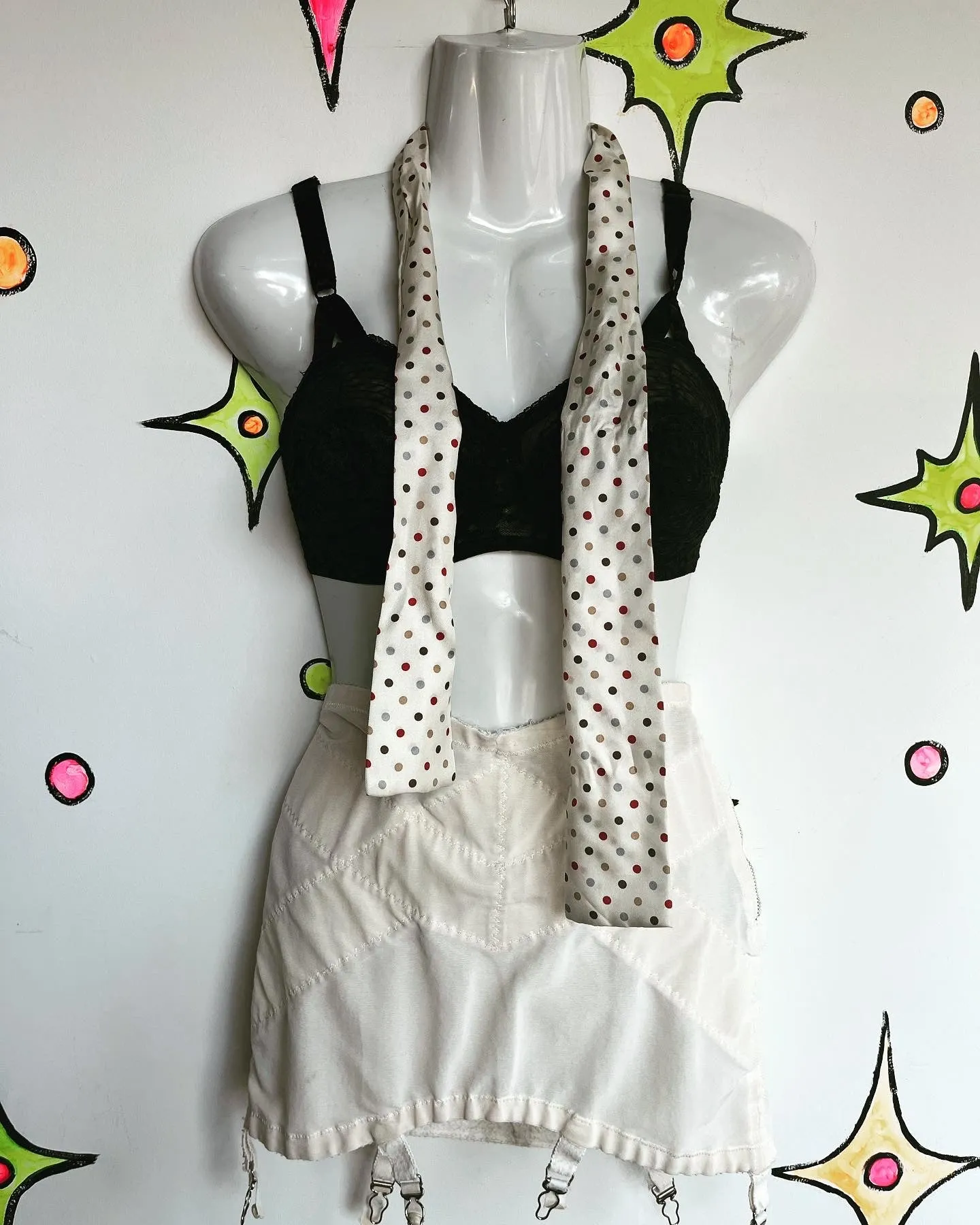 Vintage Oscar De La Renta Polka Dot Silk Scarf