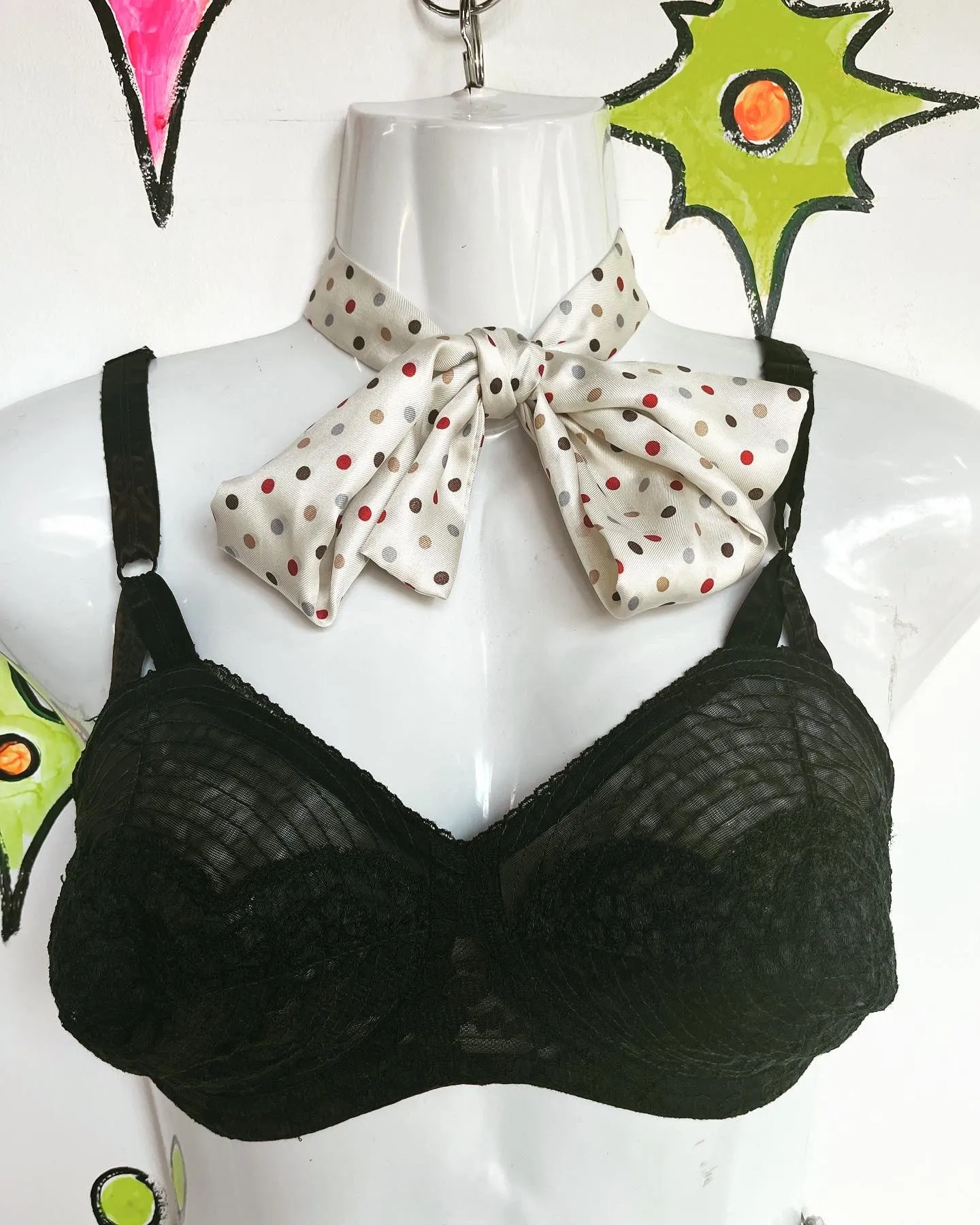 Vintage Oscar De La Renta Polka Dot Silk Scarf